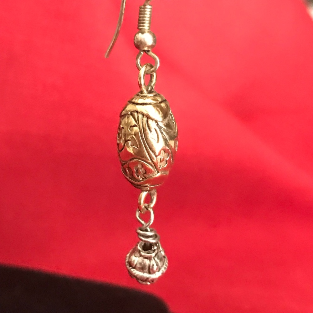 Gold and Silver Dangle Earrings - Picture 2 of 2